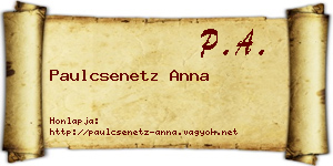 Paulcsenetz Anna névjegykártya